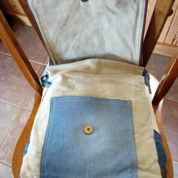 NWT Myra Bag Co Denim & Leather Shoulder Bag - Picture 8 of 9